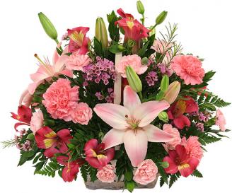 Pink Flowers in a Basket