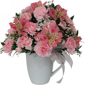 Pink Flowers in a Mug